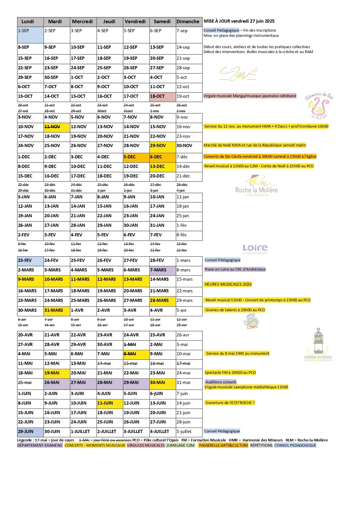CALENDRIER 2025/26